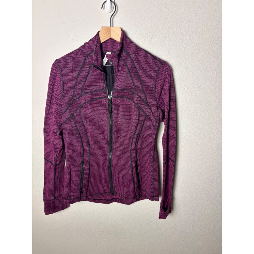 Lululemon Define Jacket Teeny Tooth Deep Fuchsia Black Size 12 Full Zip Workout